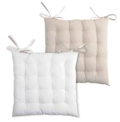 Lovely Casa Housses De Chaises Et Galettes De Chaises Galette De Chaise Bicolore Coton Ecru/lin 40x40