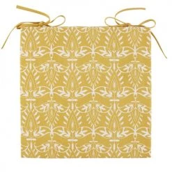 Maisons Du Monde Coussins Extérieur Galette De Chaise En Coton Jaune Motifs Graphiques Blancs