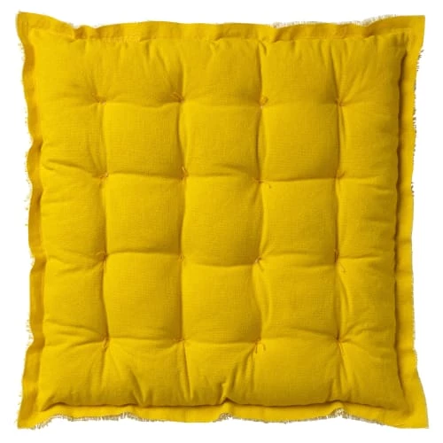 Dutch Decor Housses De Chaises Et Galettes De Chaises Galette De Chaise Jaune En Coton 40x40 Cm Uni – Image 2