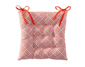 Becquet Housses De Chaises Et Galettes De Chaises Galette De Chaise Réversible Orange Paprika 40x40 En Coton – Image 5