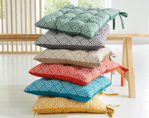 Becquet Housses De Chaises Et Galettes De Chaises Galette De Chaise Réversible Vert Eucalyptus 40x40 En Coton – Image 3