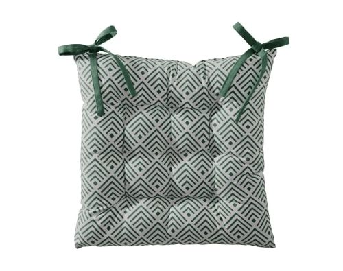 Becquet Housses De Chaises Et Galettes De Chaises Galette De Chaise Réversible Vert Eucalyptus 40x40 En Coton