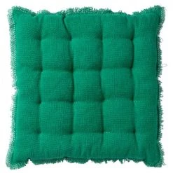 Dutch Decor Housses De Chaises Et Galettes De Chaises Galette De Chaise Vert En Coton 40x40 Cm Uni