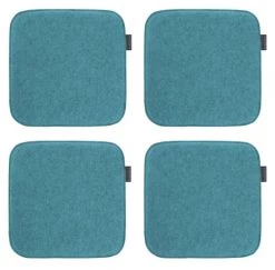 Magma Housses De Chaises Et Galettes De Chaises Galettes De Chaises Carrées Bleu Pétrole - Lot De 4 - Env. 35x35 Cm