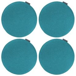 Magma Housses De Chaises Et Galettes De Chaises Galettes De Chaises Rondes Bleu Pétrole - Lot De 4 - Ø 35cm