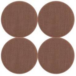 Magma Housses De Chaises Et Galettes De Chaises Galettes De Chaises Rondes Brique Bi-matière-Lot De 4 - Env.Ø 35cm