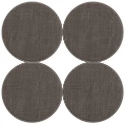 Magma Housses De Chaises Et Galettes De Chaises Galettes De Chaises Rondes Taupe Bi-matière-Lot De 4 - Env.Ø 35cm