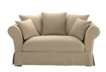 Maisons Du Monde Housses De Canapé Housse De Canapé 2 Places En Lin Beige Ficelle – Image 3