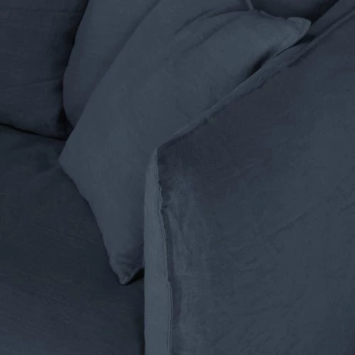 Maisons Du Monde Housses De Canapé Housse De Canapé 2 Places En Lin Froissé Bleu Nuit – Image 3