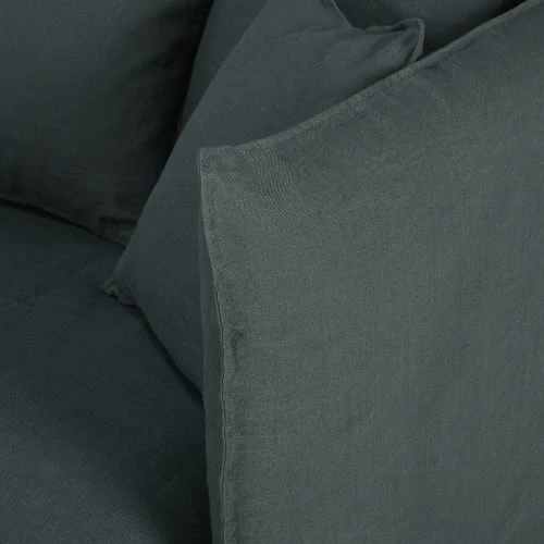 Maisons Du Monde Housses De Canapé Housse De Canapé 2 Places En Lin Froissé Gris Anthracite – Image 2