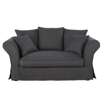 Maisons Du Monde Housses De Canapé Housse De Canapé 2 Places En Lin Beige Ficelle – Image 5