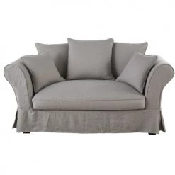 Maisons Du Monde Housses De Canapé Housse De Canapé 2 Places En Lin Froissé Gris Clair