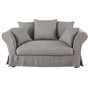 Maisons Du Monde Housses De Canapé Housse De Canapé 2 Places En Lin Beige Ficelle – Image 4