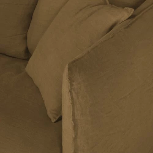 Maisons Du Monde Housses De Canapé Housse De Canapé 2 Places En Lin Froissé Marron Havane – Image 3