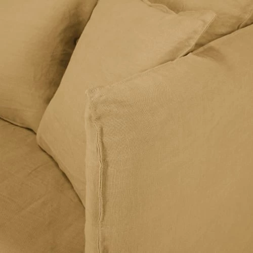 Maisons Du Monde Housses De Canapé Housse De Canapé 3/4 Places En Lin Froissé Ocre – Image 3