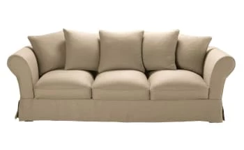 Maisons Du Monde Housses De Canapé Housse De Canapé 4/5 Places En Lin Froissé Ocre – Image 3