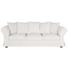 Maisons Du Monde Housses De Canapé Housse De Canapé 4/5 Places En Lin Froissé Blanc