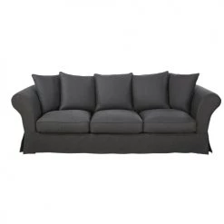 Maisons Du Monde Housses De Canapé Housse De Canapé 4/5 Places En Lin Froissé Gris Anthracite