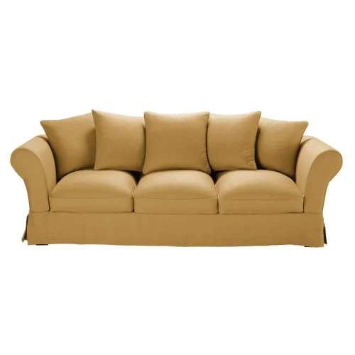 Maisons Du Monde Housses De Canapé Housse De Canapé 4/5 Places En Lin Froissé Ocre
