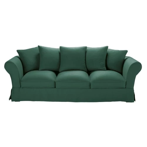 Maisons Du Monde Housses De Canapé Housse De Canapé 4/5 Places En Lin Froissé Vert