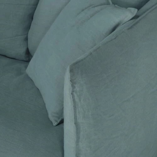 Maisons Du Monde Housses De Canapé Housse De Canapé Convertible 2 Places En Lin Froissé Bleu Céladon – Image 4