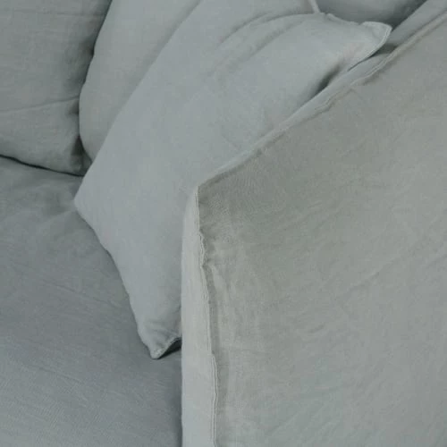 Maisons Du Monde Housses De Canapé Housse De Canapé Convertible 2 Places En Lin Froissé Gris Clair – Image 5