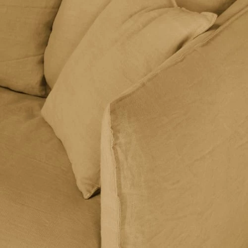 Maisons Du Monde Housses De Canapé Housse De Canapé Convertible 2 Places En Lin Froissé Ocre – Image 4