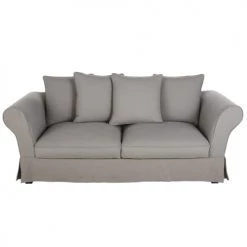 Maisons Du Monde Housses De Canapé Housse De Canapé Convertible 3/4 Places (12 Cm) En Lin Froissé Gris Clair