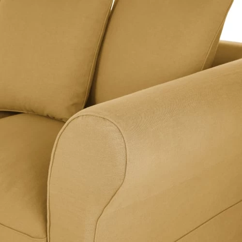 Maisons Du Monde Housses De Canapé Housse De Canapé Convertible 3/4 Places (12 Cm) En Lin Froissé Ocre – Image 4