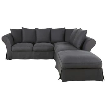 Maisons Du Monde Housses De Canapé Housse De Canapé D'angle Convertible (6 Cm) En Lin Froissé Beige Ficelle – Image 5