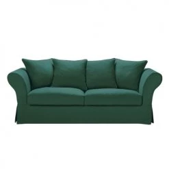 Maisons Du Monde Housses De Canapé Housse De Canapé Fixe Et Convertible 3/4 Places (matelas 6 Cm) En Lin Froissé Vert