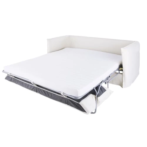 Maisons Du Monde Housses De Canapé Housse De Canapé-lit 3/4 Places En Lin Supérieur Blanc – Image 2