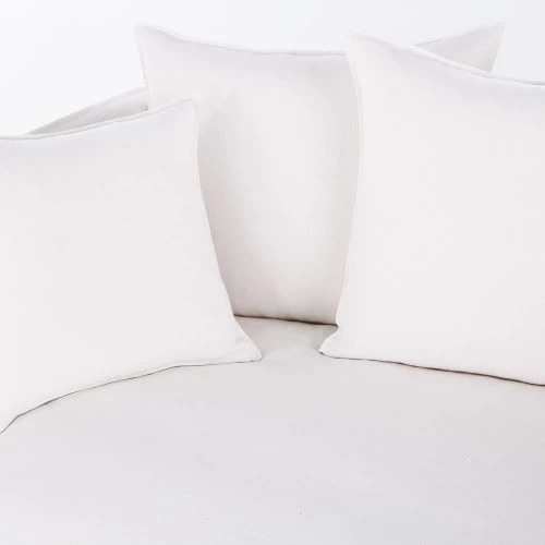 Maisons Du Monde Housses De Canapé Housse De Canapé-lit 3/4 Places En Lin Supérieur Blanc – Image 4