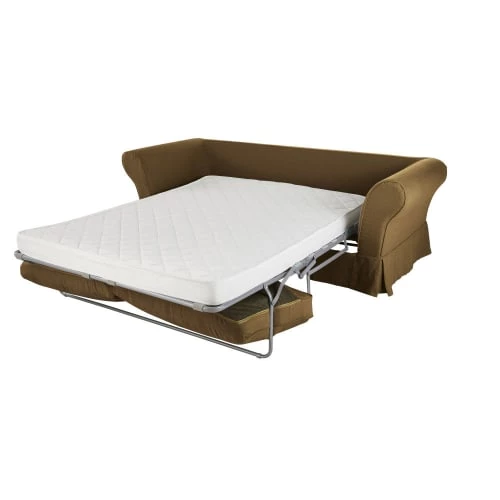 Maisons Du Monde Housses De Canapé Housse De Canapé-lit 3/4 Places (matelas 12 Cm) En Lin Froissé Marron Havane – Image 2