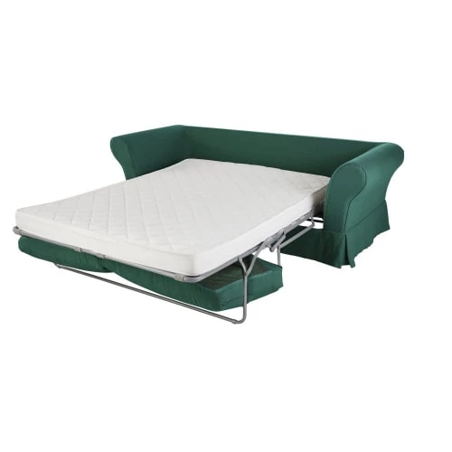 Maisons Du Monde Housses De Canapé Housse De Canapé-lit 3/4 Places (matelas 12 Cm) En Lin Froissé Vert – Image 2