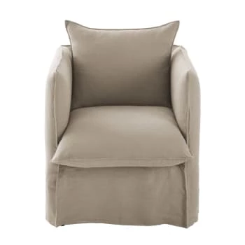Maisons Du Monde Housses De Fauteuil Housse De Fauteuil En Lin Froissé Ocre – Image 5