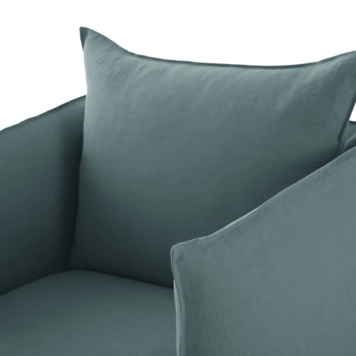 Maisons Du Monde Housses De Fauteuil Housse De Fauteuil En Lin Froissé Bleu Céladon – Image 3