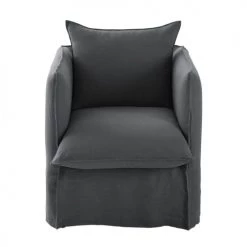 Maisons Du Monde Housses De Fauteuil Housse De Fauteuil En Lin Froissé Gris Anthracite
