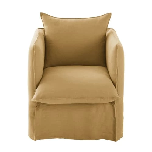 Maisons Du Monde Housses De Fauteuil Housse De Fauteuil En Lin Froissé Ocre