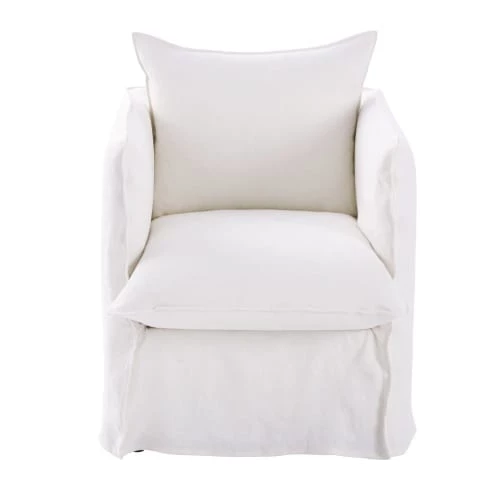 Maisons Du Monde Housses De Fauteuil Housse De Fauteuil En Lin Supérieur Blanc