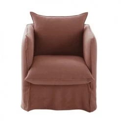 Maisons Du Monde Housses De Fauteuil Housse De Fauteuil En Lin Supérieur Rouge Rhubarbe
