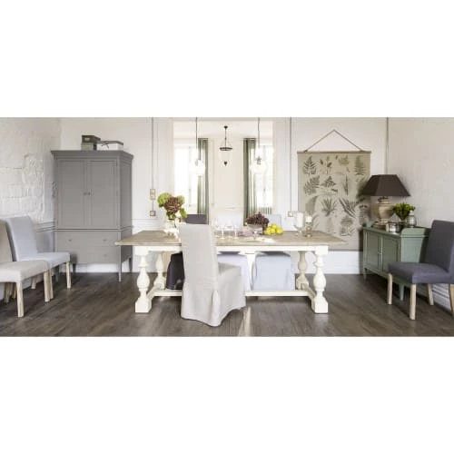 Maisons Du Monde Housses De Chaises Et Galettes De Chaises Housse Longue De Chaise En Coton Gris Clair – Image 3