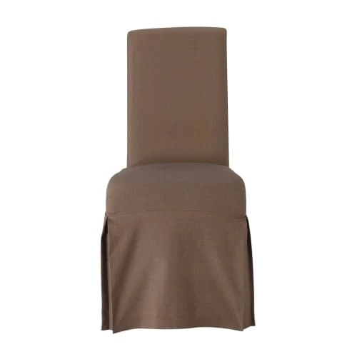 Maisons Du Monde Housses De Chaises Et Galettes De Chaises Housse Longue De Chaise En Coton Taupe – Image 2