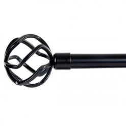 Wadiga Accessoires Rideaux Et Stores Tringle à Rideaux Extensible Métal Noir Boule 120 à 210cm